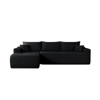 Tranquil Fabric Sofa with L-Shaped Chaise and Side Pockets, Crisp Couch for Living Room and Bedroom, 108'' L x 63" W x 23" H, Black Left(m-2)