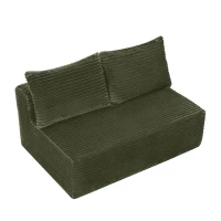 Cozy 2-Seat Chaise Lounge with Cup Holder and Plush Fabric, Modular Sofa with Flexible Matching and No Assembly, 57'' L x 39" W x 33" H, Green(m-7)