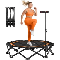 Soozier 50" Foldable Mini Trampoline for Adults, One-Step Fold & Open, 550LBS Capacity, 3-Level Adjustable Handle, Orange(m-11)