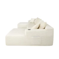 Chic Cloud Sectional with U-Shape Chaise and Cup Holder, Cozy Modular Couch with Side Pockets and No Assembly, 126'' L x 66" W x 26" H, Beige(m-10)