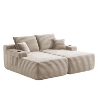 Modern Cloud Sectional with L-Shape and Dual Chaise, Cozy 2-Seater Sofa with Plush Fabric and No Assembly, 69'' L x 61" W x 30" H, Beige(m-10)