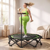 Soozier 50" Foldable Mini Trampoline for Adults, One-Step Fold & Open, 550LBS Capacity, 3-Level Adjustable Handle, Green(m-10)