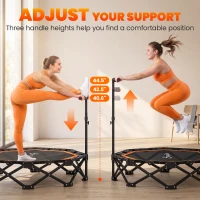 Soozier 50" Foldable Mini Trampoline for Adults, One-Step Fold & Open, 550LBS Capacity, 3-Level Adjustable Handle, Orange(m-4)