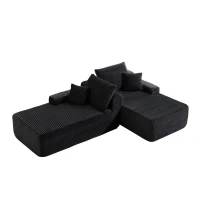 Cozy Modern Cloud Sectional with L-Shape Chaise and Deep Seat, Chic Plush 2-Seater Sofa with No Assembly, 75.5'' L x 66" W x 26" H, Black(m-7)