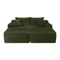 Downy Fabric Sectional Sofa with Double Chaise and Cup Holder, Useful Couch for Modern Living Room and Bedroom, 76'' L x 66" W x 26" H, Green(m-2)
