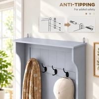 HOMCOM Entryway Hall Tree with Coat Rack and Sitting Bench, Mudroom Bench with Storage, and Hooks, Gray(m-7)