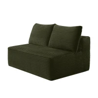 Cozy 2-Seat Chaise Lounge with Cup Holder and Plush Fabric, Modular Sofa with Flexible Matching and No Assembly, 57'' L x 39" W x 33" H, Green(m-2)