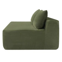 2-Seat Chaise Lounge with Cup Holder and Soft Corduroy, Chic Cloud Couch with Double Chaise and No Assembly, 57'' L x 35" W x 24" H, Green(m-9)