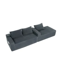 Plush Corduroy Sectional Sofa with L-Shaped Chaise & Deep Seat, Modern Couch for Living Room & Bedroom, 96.5'' L x 60" W x 31" H, Grey Right(m-11)