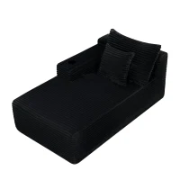 Sumptuous Velvet Chaise Lounge with Cup Holder and Deep Seat, Convertible Couch for Living Room and Bedroom, 66'' L x 39" W x 33" H, Black Left(m-11)