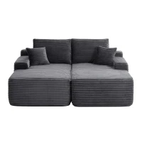 Modern Cloud Sectional with L-Shape and Double Chaise, Cozy 2-Seater Couch with Plush Fabric and No Assembly, 75'' L x 66" W x 26" H, Grey(m-2)