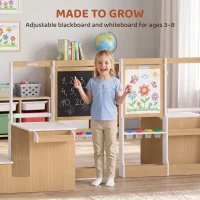 Qaba 5-in-1 Kids Art Table and Chair Set with Easel, Wooden Craft and Play Activity Desk with Storage(m-5)