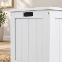 HOMCOM 29.9" Storage Trunk w/ 2 Safety Hinges, Wooden Storage Bench w/ Side Handles, Storage Chest for Playroom, White(m-8)