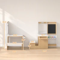 Qaba 5-in-1 Kids Art Table and Chair Set with Easel, Wooden Craft and Play Activity Desk with Storage(m-3)