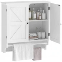 HOMCOM Bathroom Wall Cabinet, Medicine Cabinet with Adjustable Shelf, 2 Doors & Towel Racks, 23.8" x 8.9" x 25.2", White(m-11)