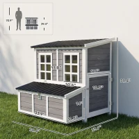 PawHut Wooden Chicken Coop with Nesting Box, Pull-Out Tray, Waterproof Roof, 39" Chicken House for 2-4 Chickens, Rabbits(m-3)