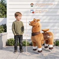 Qaba Ride on Horse for Kids 4-12 Years, 37.4 Inch Height Plush Riding Pony with Rolling Wheels for Active Play, Brown(m-3)