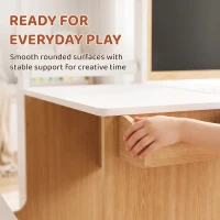 Qaba 5-in-1 Kids Art Table and Chair Set with Easel, Wooden Craft and Play Activity Desk with Storage(m-7)