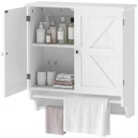 HOMCOM Bathroom Wall Cabinet, Medicine Cabinet with Adjustable Shelf, 2 Doors & Towel Racks, 23.8" x 8.9" x 25.2", White(m-1)