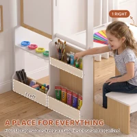 Qaba 5-in-1 Kids Art Table and Chair Set with Easel, Wooden Craft and Play Activity Desk with Storage(m-6)