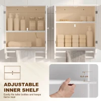 HOMCOM Bathroom Wall Cabinet, Medicine Cabinet with Adjustable Shelf, 2 Doors & Towel Racks, 23.8" x 8.9" x 25.2", White(m-5)