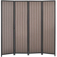 HOMCOM Room Divider Folding Privacy Screen Freestanding 4 Panel Pine Wood for Bedroom Home Office 6 Ft Tall Black Brown(m-10)