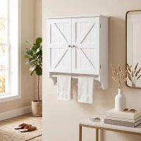 HOMCOM Bathroom Wall Cabinet, Medicine Cabinet with Adjustable Shelf, 2 Doors & Towel Racks, 23.8" x 8.9" x 25.2", White(m-8)