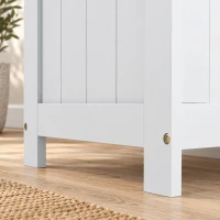 HOMCOM 29.9" Storage Trunk w/ 2 Safety Hinges, Wooden Storage Bench w/ Side Handles, Storage Chest for Playroom, White(m-9)