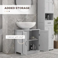 kleankin Bathroom Sink Cabinet, Pedestal Sink Cabinet with Adjustable Shelf, Gray(m-6)
