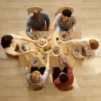 HOMCOM Extendable Table Table for 4-6, Square Folding Dining for Small Spaces, 28"-55" W, Natural(m-7)
