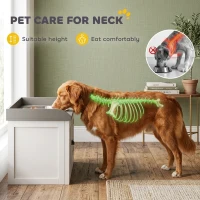 PawHut Pet Feeding Station Pet Dish Bowl Set with Storage, 2 Elevated Dog Bowls for Large Sized Dogs, White(m-4)