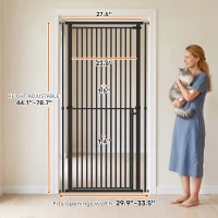 PawHut 44"-79" Extra Tall Pet Gate, Dog Gate with Two-Way Open, Narrow Bar Spacing, Pressure Mounted for Cats & Dogs, Black(m-3)