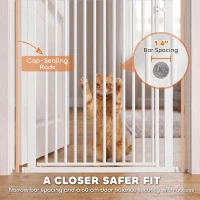 PawHut 44"-79" Extra Tall Pet Gate, Dog Gate with Two-Way Open, Narrow Bar Spacing, Pressure Mounted for Cats & Dogs, White(m-5)