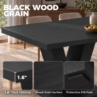HOMCOM Modern Dining Table for 4 People, 47.2" Kitchen Table for Dining Room and Living Room, Rectangular, Black Wood Grain(m-6)