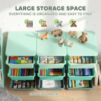 Qaba 3 Tier Kids Storage Organizer with 9 Drawers for Bedroom, Nursery, Kindergarten, Living Room, Boys and Girls, Green(m-4)