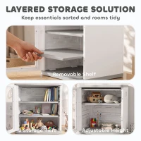 Qaba Toy Storage Organizer, 3 Tier Adjustable Toy Storage Cabinet Dustproof HDPE Plastic, Transparent Door, White(m-4)