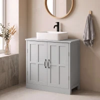 kleankin Bathroom Sink Cabinet, Pedestal Sink Cabinet with Adjustable Shelf, Gray(m-10)