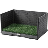 PawHut Dog Grass Pad with High Walls and Tray, Indoor Potty Tray for Puppy Training, Pee Pad Holder with Artificial Grass(m-1)