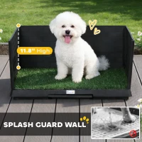 PawHut Dog Grass Pad with High Walls and Tray, Indoor Potty Tray for Puppy Training, Pee Pad Holder with Artificial Grass(m-4)