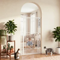 PawHut 44"-79" Extra Tall Pet Gate, Dog Gate with Two-Way Open, Narrow Bar Spacing, Pressure Mounted for Cats & Dogs, White(m-8)