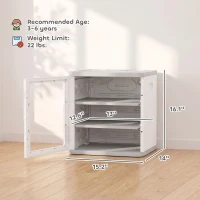 Qaba Toy Storage Organizer, 3 Tier Adjustable Toy Storage Cabinet Dustproof HDPE Plastic, Transparent Door, White(m-3)