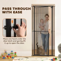 PawHut 44"-79" Extra Tall Pet Gate, Dog Gate with Two-Way Open, Narrow Bar Spacing, Pressure Mounted for Cats & Dogs, Black(m-6)