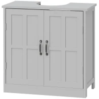 kleankin Bathroom Sink Cabinet, Pedestal Sink Cabinet with Adjustable Shelf, Gray(m-1)