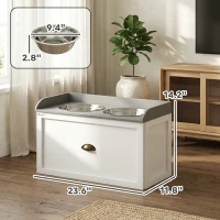 PawHut Pet Feeding Station Pet Dish Bowl Set with Storage, 2 Elevated Dog Bowls for Large Sized Dogs, White(m-3)