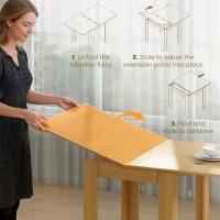 HOMCOM Extendable Table Table for 4-6, Square Folding Dining for Small Spaces, 28"-55" W, Natural(m-5)