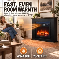 HOMCOM 40" Electric Fireplace with Mantel, LED Strip, Fireplace TV Stand for 55" TVs, Adjustable Flame, Black(m-6)