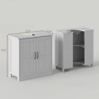 kleankin Bathroom Sink Cabinet, Pedestal Sink Cabinet with Adjustable Shelf, Gray(m-3)