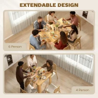 HOMCOM Extendable Table Table for 4-6, Square Folding Dining for Small Spaces, 28"-55" W, Natural(m-4)