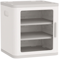 Qaba Toy Storage Organizer, 3 Tier Adjustable Toy Storage Cabinet Dustproof HDPE Plastic, Transparent Door, White