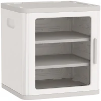 Qaba Toy Storage Organizer, 3 Tier Adjustable Toy Storage Cabinet Dustproof HDPE Plastic, Transparent Door, White(m-1)